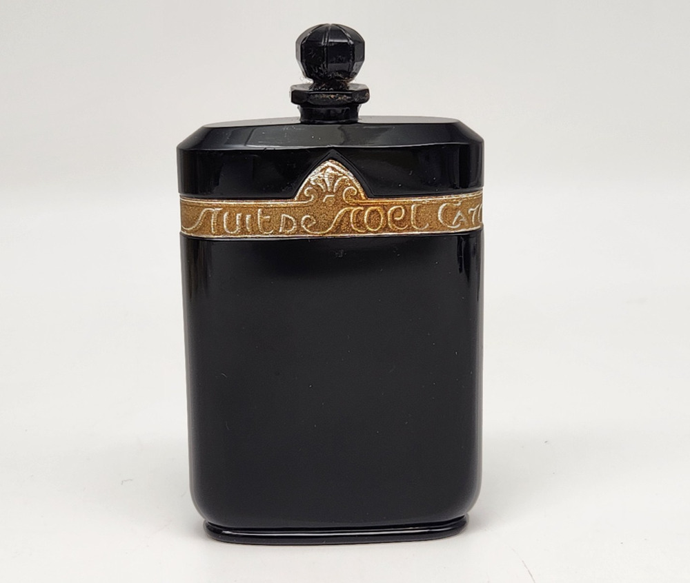 Vintage Caron Nuit de Noel Perfume Baccarat Style Bottle/Black - Empty 4"
